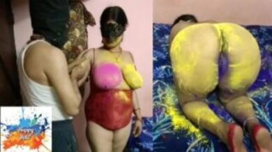 College hotel mai Holi colorful sex masti