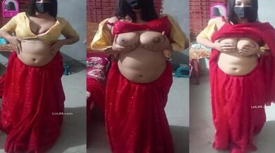 Kanpur bhabhi lal saree utarkar bade boobs dabati hai clip