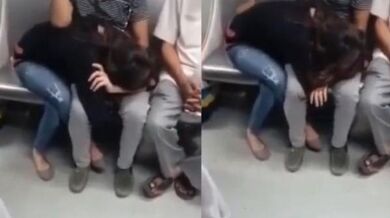 Delhi metro me ladki blowjob deti hai lover ko seat par MMS