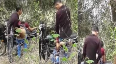 Jungle me bike park kiye ladka ladki sex karte padke gaye MMS